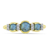 Inel din Argint 925 Placat cu Aur ( 2.34 grame ) cu Labradorit și Topaz Alb 1.2 Carate