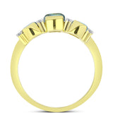 Inel din Argint 925 Placat cu Aur ( 2.34 grame ) cu Labradorit și Topaz Alb 1.2 Carate