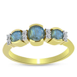Inel din Argint 925 Placat cu Aur ( 2.34 grame ) cu Labradorit și Topaz Alb 1.2 Carate