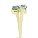 Inel din Argint 925 Placat cu Aur ( 3.01 grame ) cu Labradorit și Topaz Alb 1.7 Carate