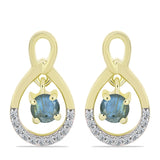 Cercei din Argint 925 Placat cu Aur ( 3.6 grame ) cu Labradorit și Topaz Alb 0.68 Carate