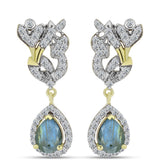Cercei din Argint 925 Placat cu Aur ( 4.62 grame ) cu Labradorit și Topaz Alb 3.45 Carate