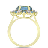 Inel din Argint 925 Placat cu Aur ( 4.03 grame ) cu Labradorit și Topaz Alb 4.72 Carate