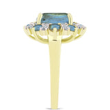 Inel din Argint 925 Placat cu Aur ( 4.03 grame ) cu Labradorit și Topaz Alb 4.72 Carate