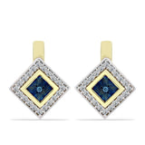 Cercei din Argint 925 Placat cu Aur ( 3.93 grame ) cu Diamant Albastru și Topaz Alb 0.29 Carate