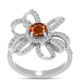 Inel din Argint 925 ( 4.44 grame ) cu Citrin Madeira și Topaz Alb 1.75 Carate