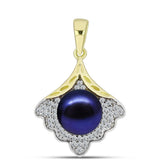 Pandantiv din Argint 925 Placat cu Aur ( 2.4 grame ) cu Perlă de Apă Dulce Neagră și Topaz Alb 4.61 Carate