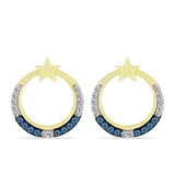 Cercei din Argint 925 Placat cu Aur ( 3.63 grame ) cu Diamant Albastru și Topaz Alb 0.3 Carate
