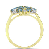 Inel din Argint 925 Placat cu Aur ( 4.31 grame ) cu Labradorit și Topaz Alb 2.96 Carate