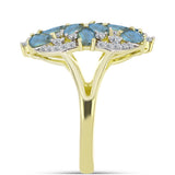 Inel din Argint 925 Placat cu Aur ( 4.31 grame ) cu Labradorit și Topaz Alb 2.96 Carate