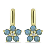 Cercei din Argint 925 Placat cu Aur ( 3.42 grame ) cu Labradorit și Topaz Alb 1.03 Carate