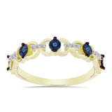 Inel din Argint 925 Placat cu Aur ( 2.29 grame ) cu Diamant Albastru și Topaz Alb 0.12 Carate