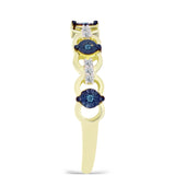 Inel din Argint 925 Placat cu Aur ( 2.29 grame ) cu Diamant Albastru și Topaz Alb 0.12 Carate