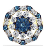Inel din Argint 925 Placat cu Aur ( 3.17 grame ) cu Diamant Albastru și Topaz Alb 0.48 Carate