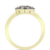 Inel din Argint 925 Placat cu Aur ( 3.17 grame ) cu Diamant Albastru și Topaz Alb 0.48 Carate