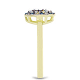 Inel din Argint 925 Placat cu Aur ( 3.17 grame ) cu Diamant Albastru și Topaz Alb 0.48 Carate