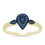 Inel din Argint 925 Placat cu Aur ( 2.19 grame ) cu Diamant Albastru 0.18 Carate