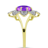 Inel din Argint 925 Placat cu Aur ( 4.66 grame ) cu Agat Violet și Topaz Alb 2.72 Carate