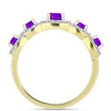 Inel din Argint 925 Placat cu Aur ( 2.57 grame ) cu Agat Violet și Topaz Alb 1.08 Carate