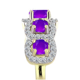 Inel din Argint 925 Placat cu Aur ( 2.57 grame ) cu Agat Violet și Topaz Alb 1.08 Carate