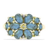 Inel din Argint 925 Placat cu Aur ( 3.6 grame ) cu Labradorit și Topaz Alb 2.77 Carate