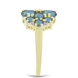 Inel din Argint 925 Placat cu Aur ( 3.6 grame ) cu Labradorit și Topaz Alb 2.77 Carate