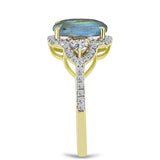 Inel din Argint 925 Placat cu Aur ( 2.72 grame ) cu Labradorit și Topaz Alb 3.19 Carate