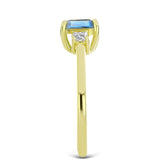 Inel din Argint 925 Placat cu Aur ( 1.98 grame ) cu Labradorit și Topaz Alb 1.11 Carate