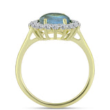Inel din Argint 925 Placat cu Aur ( 2.82 grame ) cu Labradorit și Topaz Alb 2.96 Carate