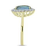 Inel din Argint 925 Placat cu Aur ( 2.82 grame ) cu Labradorit și Topaz Alb 2.96 Carate