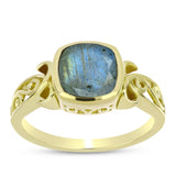 Inel din Argint 925 Placat cu Aur ( 3.42 grame ) cu Labradorit 1.96 Carate