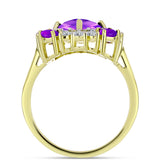 Inel din Argint 925 Placat cu Aur ( 3.38 grame ) cu Agat Violet și Topaz Alb 2.8 Carate