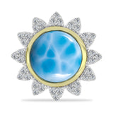 Inel din Argint 925 Placat cu Aur ( 4.88 grame ) cu Larimar(Piatra delfinului) și Topaz Alb 7.5 Carate