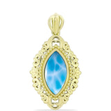 Pandantiv din Argint 925 Placat cu Aur ( 3.39 grame ) cu Larimar(Piatra delfinului) 3.05 Carate
