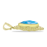 Pandantiv din Argint 925 Placat cu Aur ( 3.39 grame ) cu Larimar(Piatra delfinului) 3.05 Carate