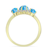 Inel din Argint 925 Placat cu Aur ( 2.9 grame ) cu Larimar(Piatra delfinului) și Topaz Alb 2.6 Carate