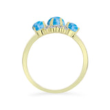 Inel din Argint 925 Placat cu Aur ( 2.9 grame ) cu Larimar(Piatra delfinului) și Topaz Alb 2.6 Carate