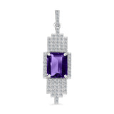 Pandantiv din Argint 925 ( 2.55 grame ) cu Ametist Marocan și Topaz Alb 3.25 Carate