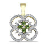Pandantiv din Argint 925 Placat cu Aur ( 2.09 grame ) cu Safir verde și Topaz Alb 0.82 Carate