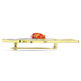 Broşă din Argint 925 Placat cu Aur ( 5.88 grame ) cu Turcoaz Mohave și Topaz Alb 1.58 Carate