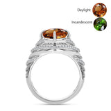 Inel din Argint 925 ( 6.17 grame ) cu Zultanit Anatolian Certificat cultivat în laborator și Topaz Alb 6.97 Carate