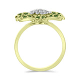 Inel din Argint 925 Placat cu Aur ( 5.13 grame ) cu Safir verde și Topaz Alb 1.25 Carate