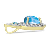 Pandantiv din Argint 925 Placat cu Aur ( 2.01 grame ) cu Larimar(Piatra delfinului) și Topaz Swiss Blue 2.87 Carate