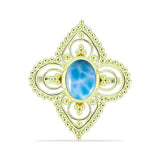 Inel din Argint 925 Placat cu Aur ( 5.47 grame ) cu Larimar(Piatra delfinului) 1.97 Carate