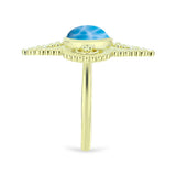Inel din Argint 925 Placat cu Aur ( 5.47 grame ) cu Larimar(Piatra delfinului) 1.97 Carate