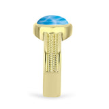 Inel din Argint 925 Placat cu Aur ( 5.6 grame ) cu Larimar(Piatra delfinului) 3.26 Carate