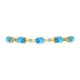 Brățară din Argint 925 Placat cu Aur ( 5.97 grame ) cu Larimar(Piatra delfinului) și Topaz Alb 10.21 Carate