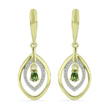 Cercei din Argint 925 Placat cu Aur ( 5.11 grame ) cu Safir verde și Topaz Alb 0.78 Carate