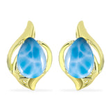 Cercei din Argint 925 Placat cu Aur ( 4.04 grame ) cu Larimar(Piatra delfinului) 4.79 Carate