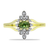 Inel din Argint 925 Placat cu Aur ( 3.01 grame ) cu Safir verde și Topaz Alb 0.51 Carate